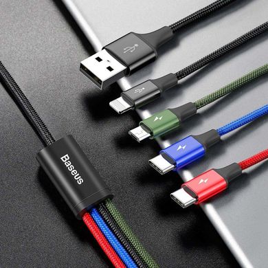 Baseus Rapid 4-in-1 USB-A to 2xUSB-C/Lightning/Micro-USB 1.2m Black (CA1T4-B01)