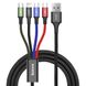 Baseus Rapid 4-in-1 USB-A to 2xUSB-C/Lightning/Micro-USB 1.2m Black (CA1T4-B01) 1 з 4