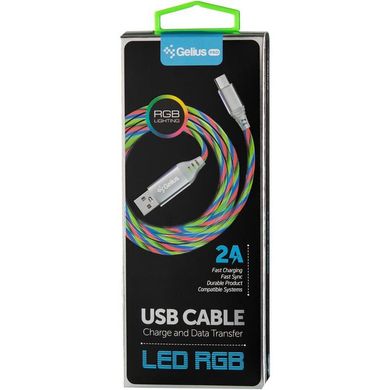 USB Cable Gelius Pro LED RGB GP-UC06m MicroUSB (Silver)