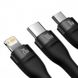 Baseus Flash Series II 3 in 1 USB Type-C to Type-C/Lightning/Micro USB 100W 1.5m Black (CASS030201) 2 з 6
