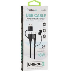 Кабель USB Gelius Pro Unimog 2 GP-UC106 4in1 USB-A/Type to Type-C/Lightning (Black)