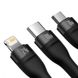 Baseus Flash Series II 100W 3-in-1 USB to Type-C/Lightning/Micro USB 1.2m Black (CASS030001) 3 з 8