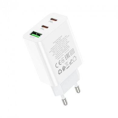 Мережевий зарядний пристрій Hoco C99A 1USB + 2Type-C PD20W+QC3.0 White