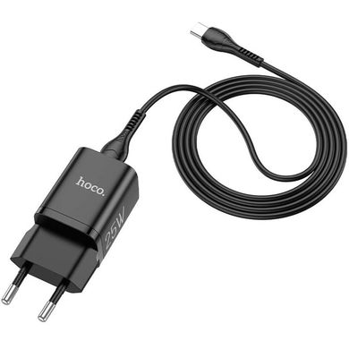 СЗУ 1Type-C Hoco N19 (PD25W) Black + Cable Type-C to Type-C