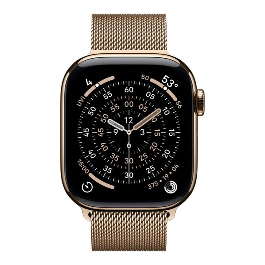 Apple Watch Series 11 GPS + Cellular 46mm Gold Tit. Case w. Gold Milanese Loop - M/L (MFD84)