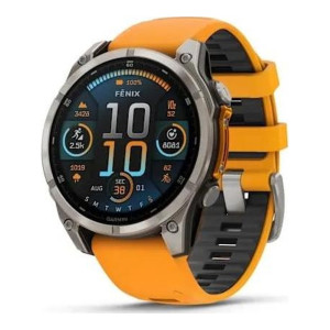 Garmin Fenix 8 47mm AMOLED Sapphire Titanium w. Spark Orange/Graphite Silicone Band (010-02904-10/11/19)
