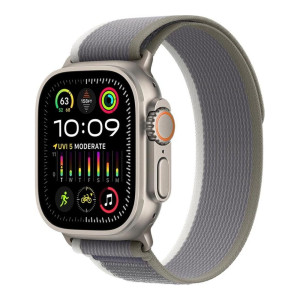 Apple Watch Ultra 2 GPS + Cellular 49mm Titanium Case with Green/Gray Trail Loop - M/L (MRF43)