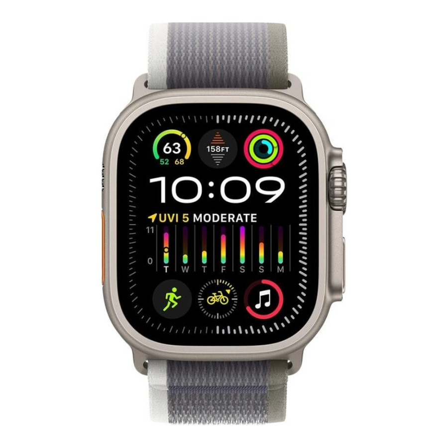 Apple Watch Ultra 2 GPS + Cellular 49mm Titanium Case with Green/Gray Trail Loop - M/L (MRF43)