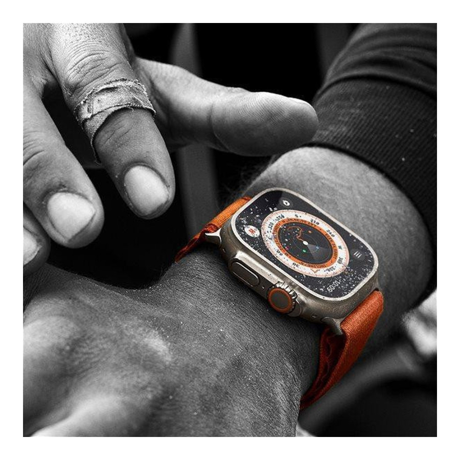 Apple Watch Ultra GPS + Cellular 49mm Titanium Case with Orange Alpine Loop - Large (MQEV3/MQFM3)