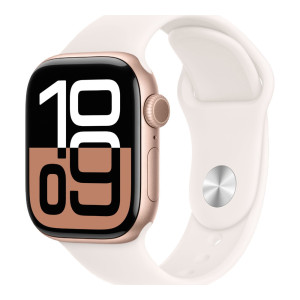 Apple Watch Series 10 GPS + Cellular 42mm Rose Gold Alu. Case w. Light Blush Sport Band - S/M (MWX93)