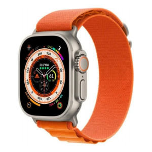 Apple Watch Ultra GPS + Cellular 49mm Titanium Case with Orange Alpine Loop - Large (MQEV3/MQFM3)