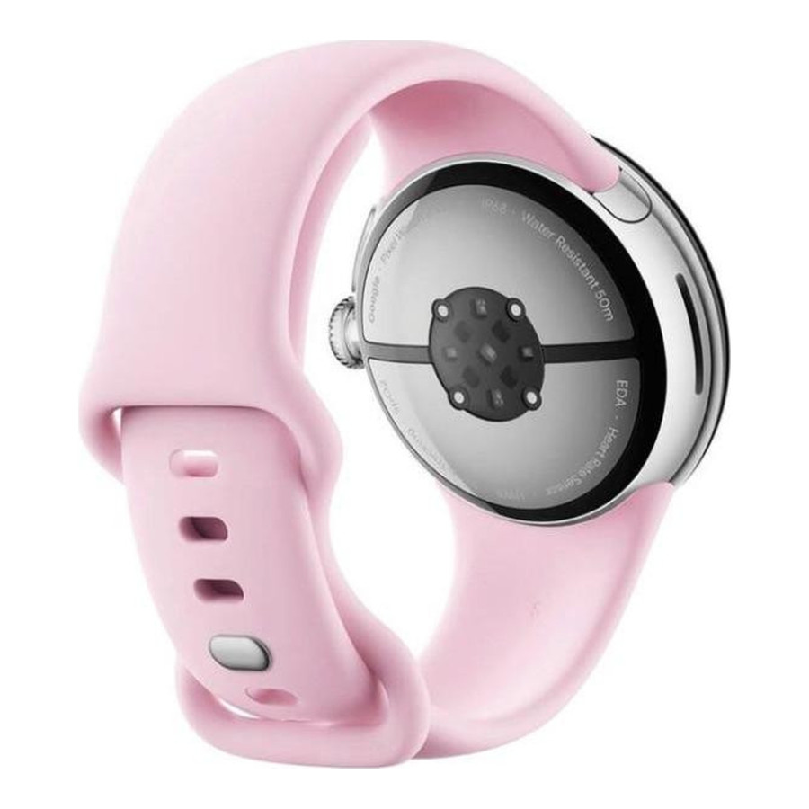 Google Pixel Watch 3 41 mm Wi-Fi Polished Silver Aluminum Case/Rose Quartz Active Band