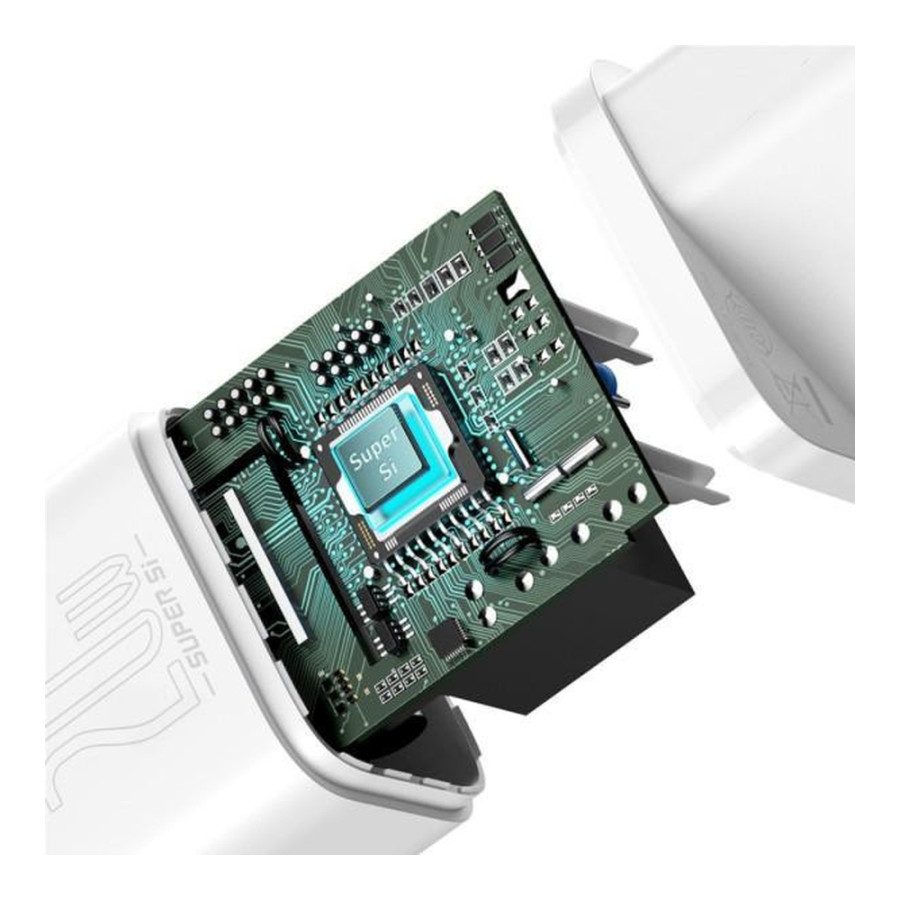 Baseus Super Si Quick Charger White W/Type-C - Lightning Cable (TZCCSUP-B02)