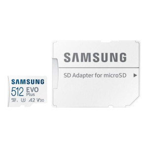 Samsung 512 GB microSDXC Class 10 UHS-I U3 V30 A2 EVO Plus + SD Adapter (MB-MC512SA)