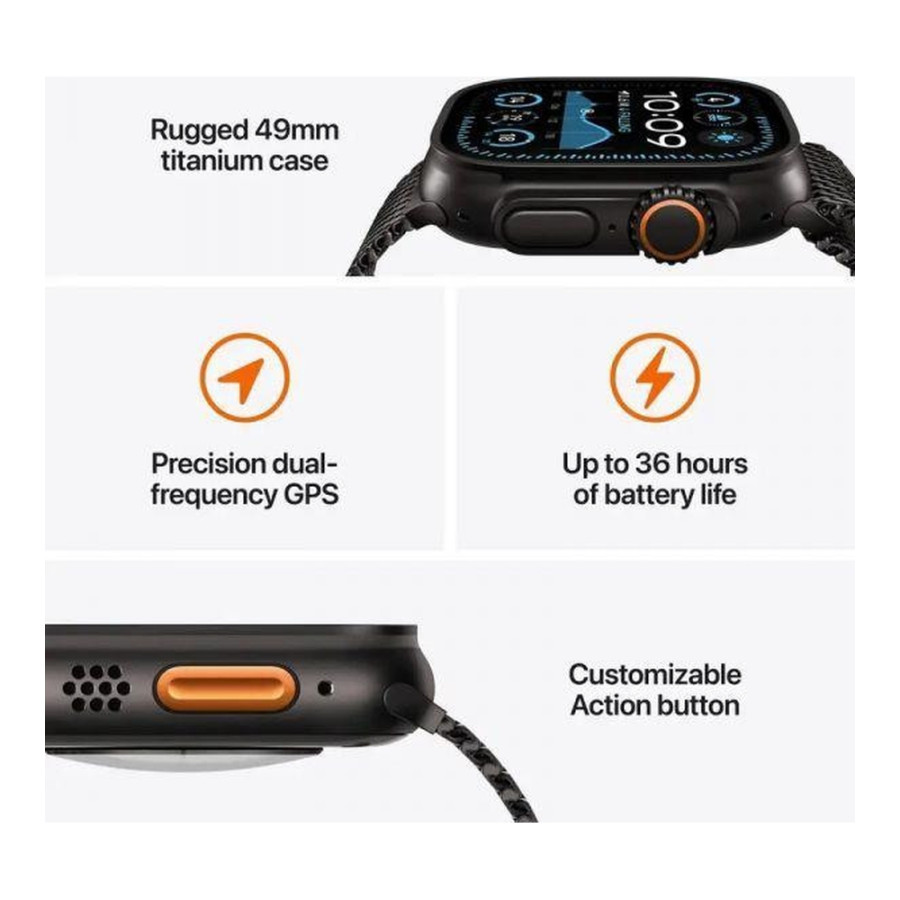 Apple Watch Ultra 2 GPS + Cellular 49mm Black Titanium Case w. Black Ocean Band (MX4P3)