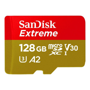 SanDisk 128 GB microSDXC UHS-I U3 V30 A2 Extreme (SDSQXAA-128G-GN6MN)
