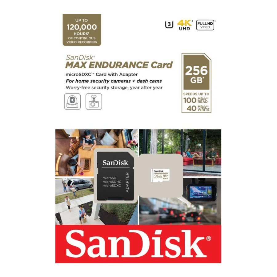 SanDisk 256 GB microSDXC Max Endurance UHS-I U3 V30 + SD adapter SDSQQVR-256G-GN6IA