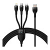 Baseus Flash Series II 100W 3-in-1 USB to Type-C/Lightning/Micro USB 1.2m Black (CASS030001)