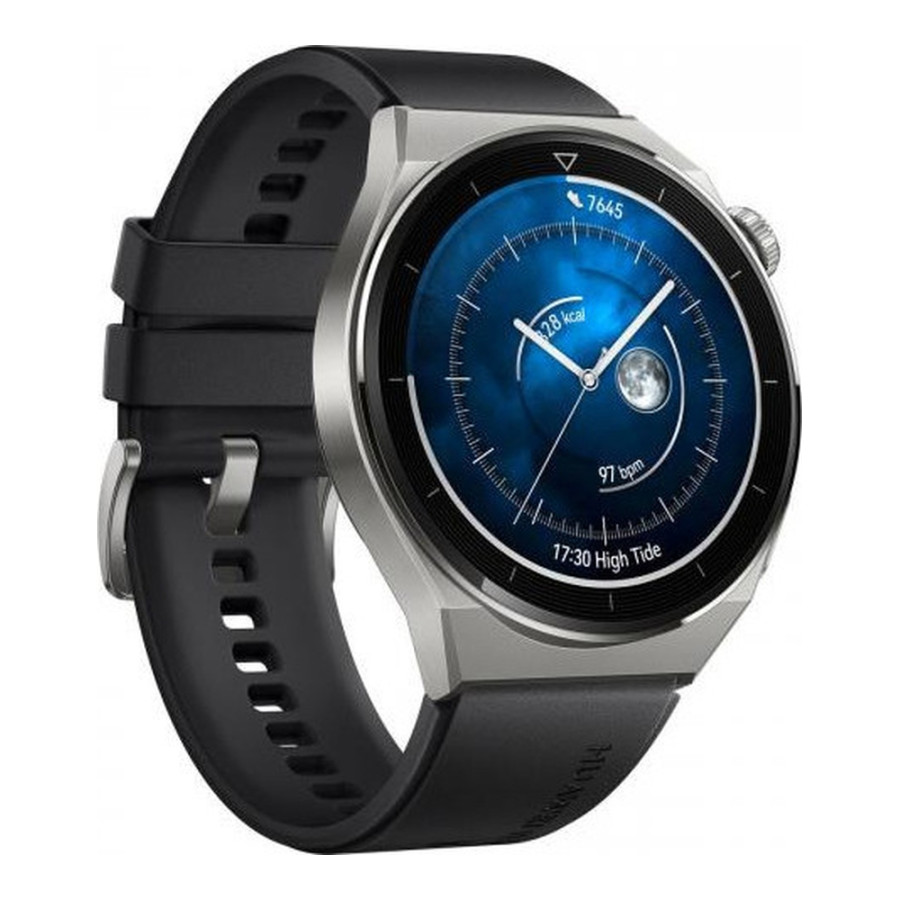 Huawei Watch GT 3 Pro 46 mm Sport Light Titanium Case Black Fluoroelastomer Strap (ODN-B19)