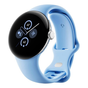 Google Pixel Watch 2 Polished Silver Aluminum Case / Bay Active Band