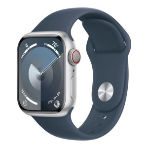 Apple Watch Series 9 GPS 45mm Silver Alu. Case w. Storm Blue S. Band - M/L (MR9E3)