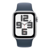 Apple Watch SE 2 GPS + Cellular 44mm Silver Aluminum Case w. Storm Blue Sport Band - M/L (MRHH3)