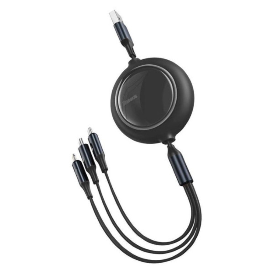 Baseus Bright Mirror Retractable Data Cable USB to Micro USB/Lightning/Type-C 3.5A 1.2m Black (CAMLT-MJ01)