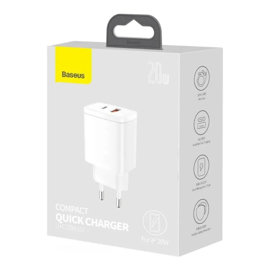 Baseus Compact Quick Charger U+C 20W White (CCXJ-B02)