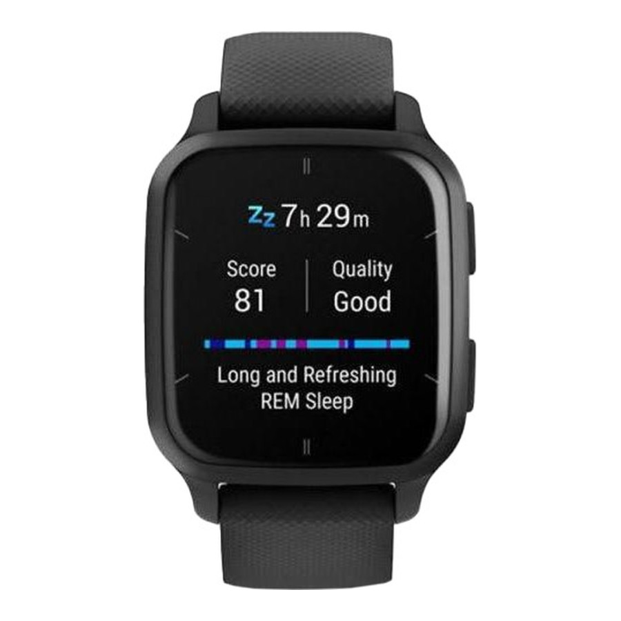 Garmin Venu Sq 2 – Music Edition Slate Aluminum Bezel with Black Case and Silicone Band (010-02700-00/10/80)