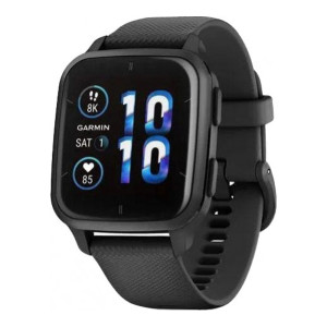 Garmin Venu Sq 2 – Music Edition Slate Aluminum Bezel with Black Case and Silicone Band (010-02700-00/10/80)