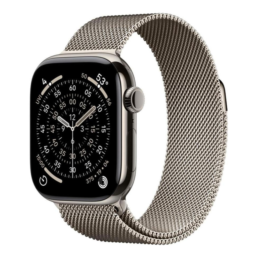 Apple Watch Series 11 GPS + Cellular 46mm Natural Tit. Case w. Natural Milanese Loop - M/L (MFD04)
