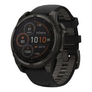 Garmin Fenix 8 47mm Solar Sapphire Carbon Gray DLC Titanium w. Black/Pebble Gray S. Band (010-02906-10/11/70)