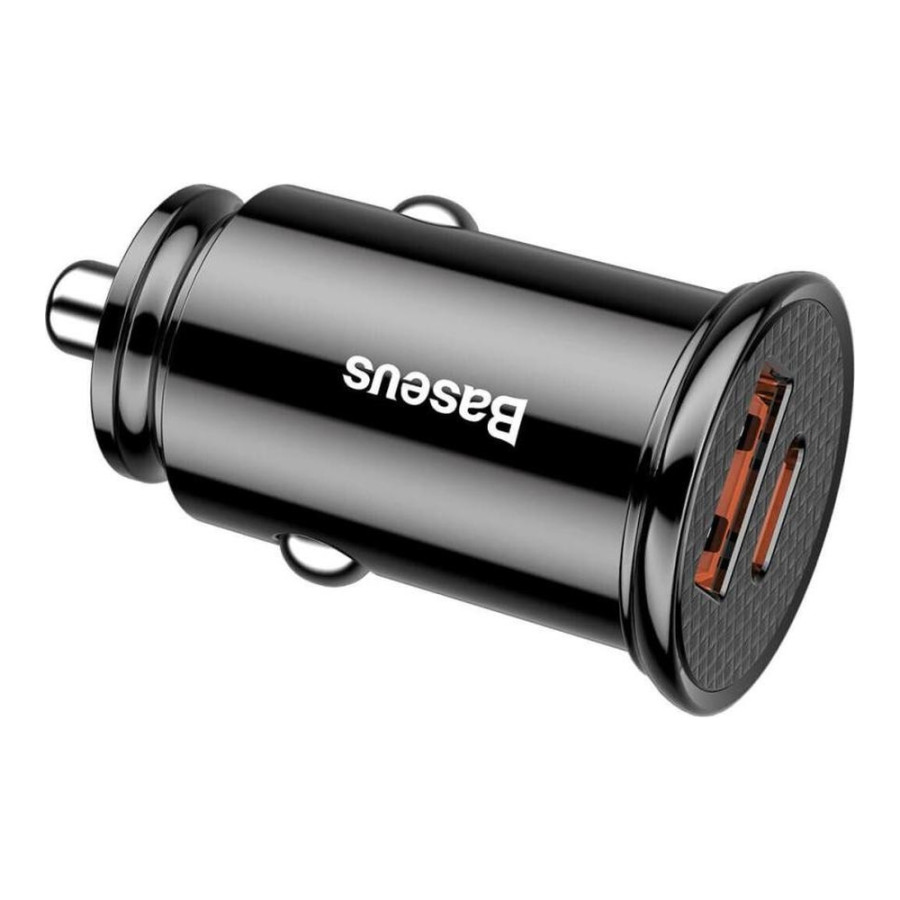 Baseus USB Car Charger USB 3.0 + USB-C 30W Black (CCALL-YS01)