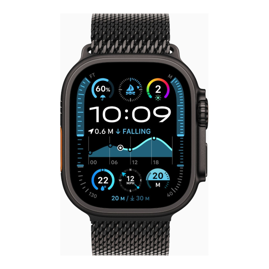 Apple Watch Ultra 2 GPS + Cellular 49mm Black Titanium Case w. Black Titanium Milanese Loop - M (MX5U3)