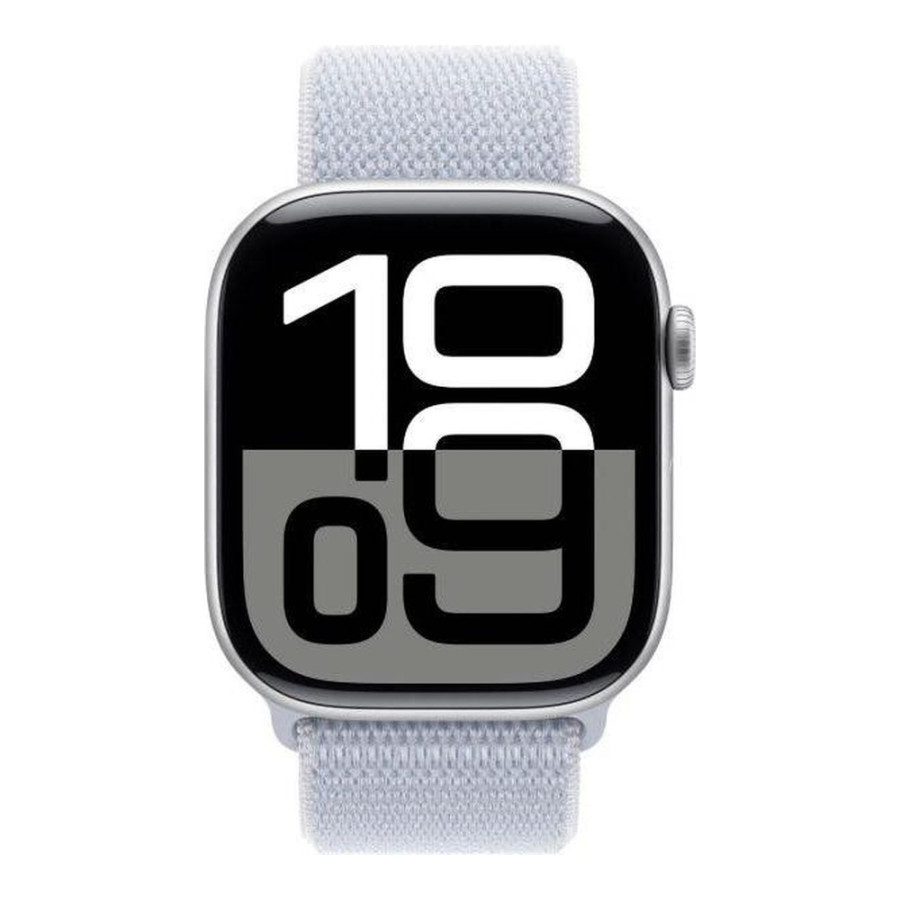 Apple Watch Series 10 GPS 46mm Silver Aluminum Case w. Blue Cloud Sport Loop (MWWN3)