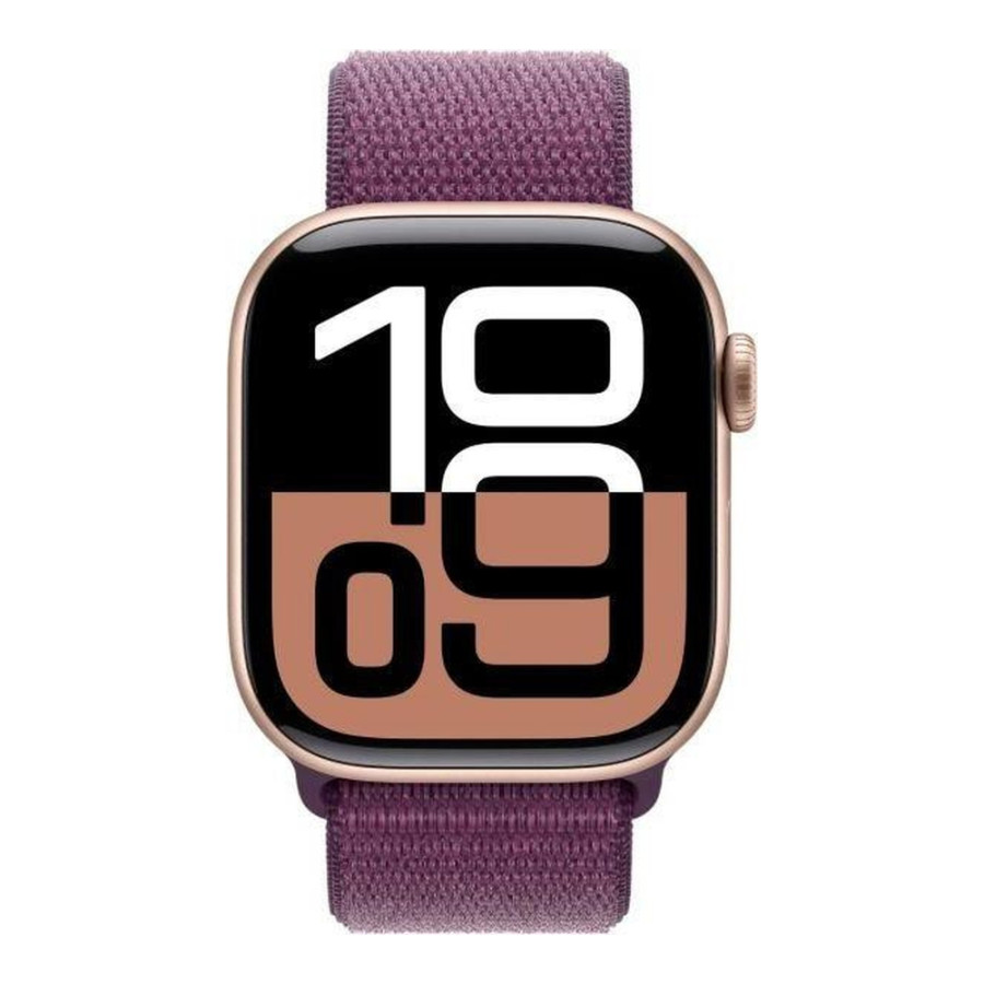Apple Watch Series 10 GPS 42mm Rose Gold Aluminum Case w. Plum Sport Loop (MWWK3)