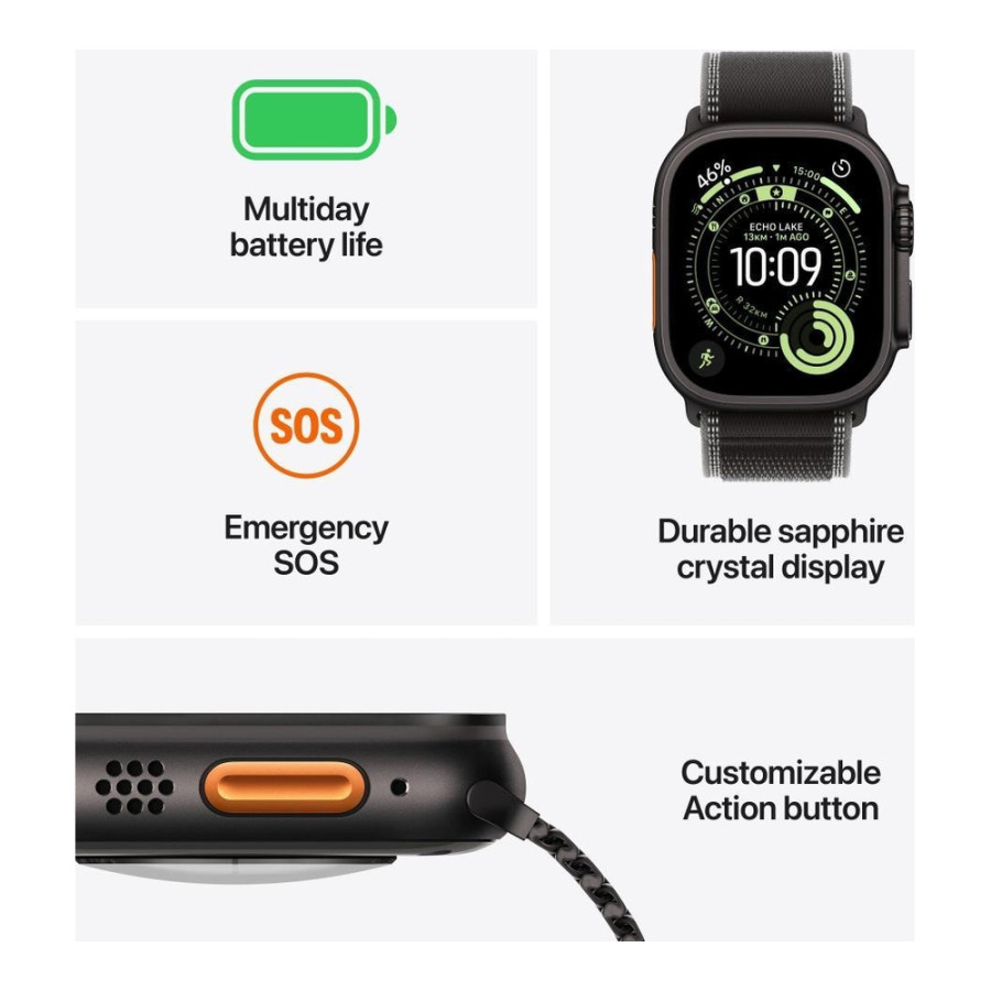 Apple Watch Ultra 3 GPS + Cellular 49mm Black Tit. Case w. Black Ocean Band (MF0J4)