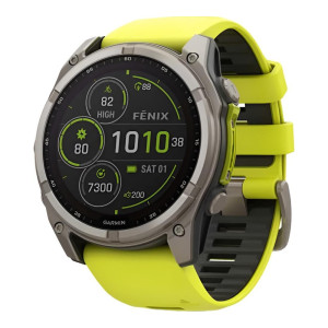 Garmin Fenix 8 47mm Solar Sapphire Titanium w. Amp Yellow/Graphite Silicone Band (010-02906-20/21)