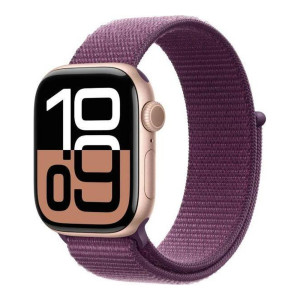 Apple Watch Series 10 GPS 42mm Rose Gold Aluminum Case w. Plum Sport Loop (MWWK3)