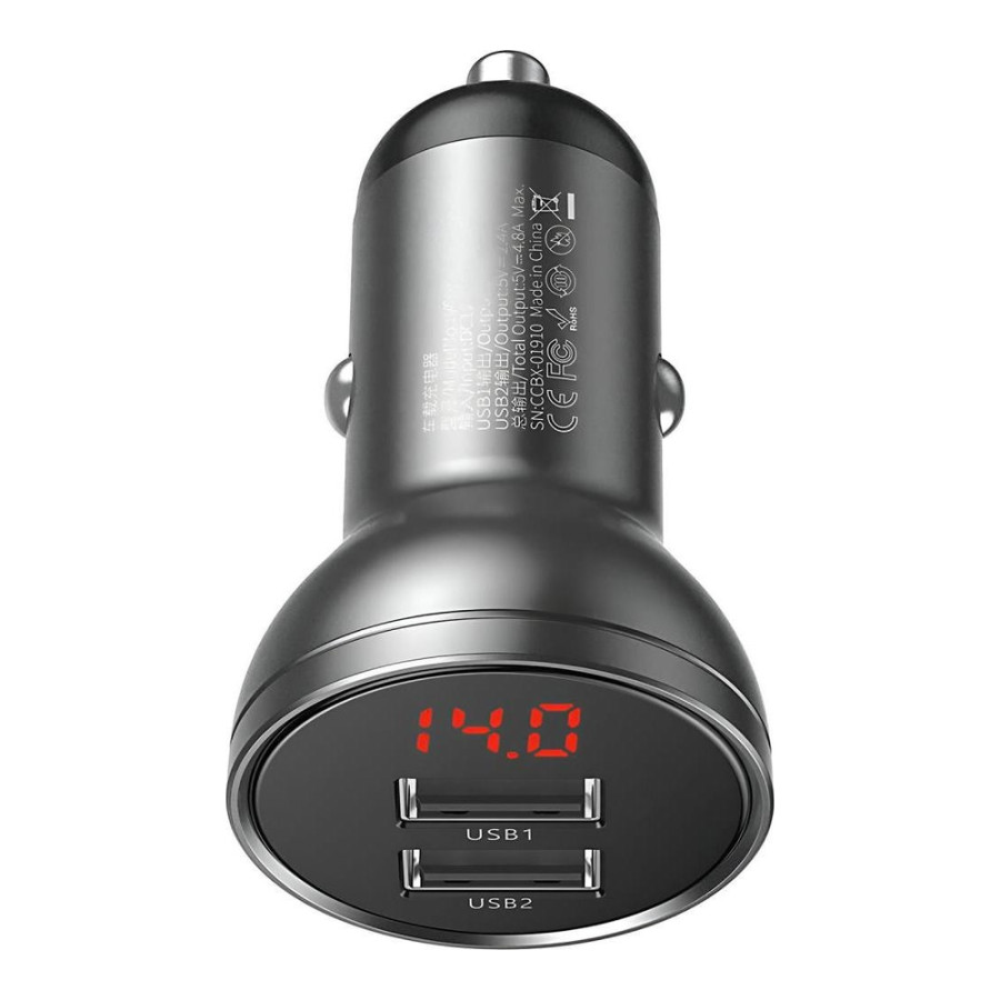 Baseus Digital Display Dual USB 24W Gray (CCBX-0G)