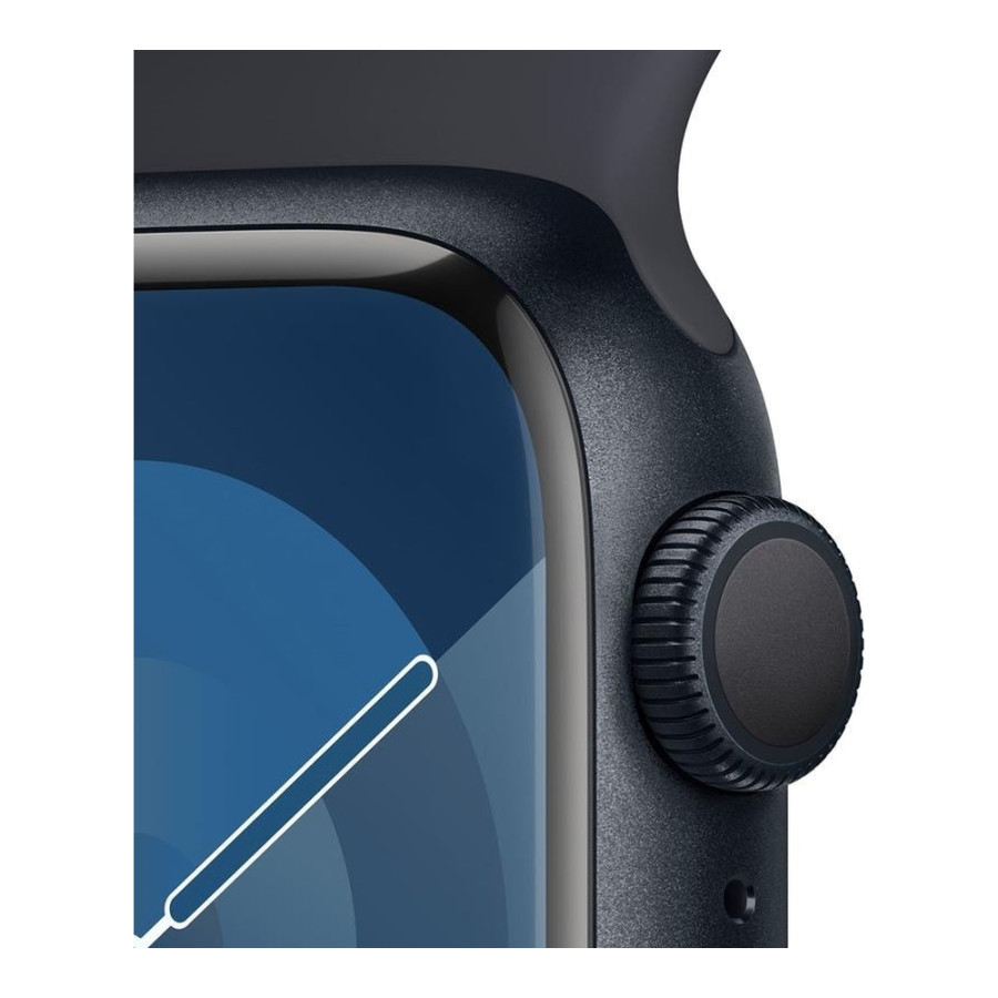 Apple Watch Series 9 GPS + Cellular 45mm Midnight Aluminum Case w. Midnight Sport Band - S/M (MRMC3)