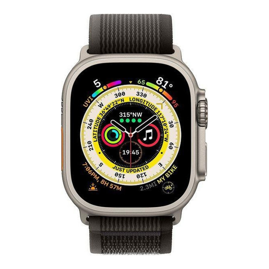 Apple Watch Ultra GPS + Cellular 49mm Titanium Case with Black/Gray Trail Loop - M/L (MQF53/MQFX3)