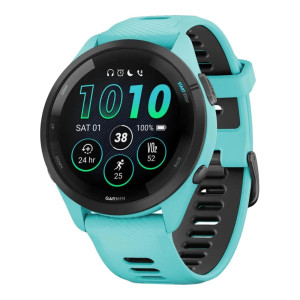 Garmin Forerunner 265 Black Bezel w. Aqua Case and Aqua/Black Silicone Band (010-02810-02/12/52)