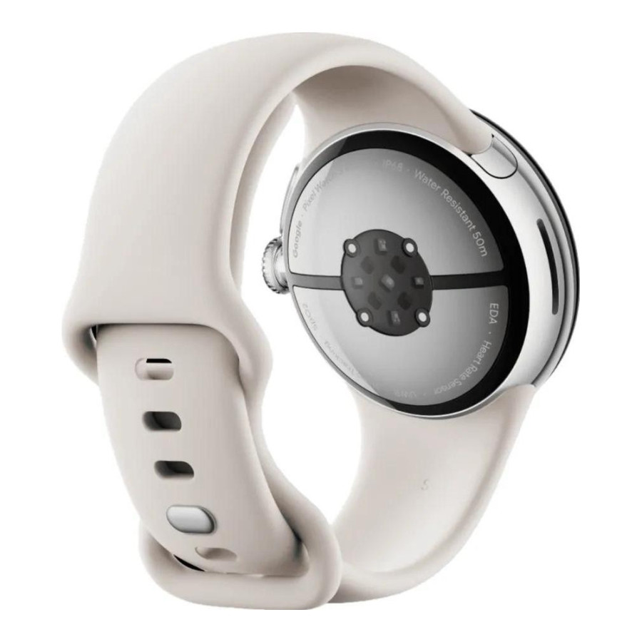 Google Pixel Watch 3 45 mm Wi-Fi Polished Silver Aluminum Case/Porcelain Active Band