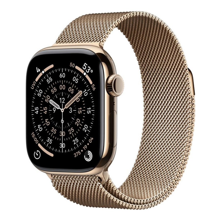 Apple Watch Series 11 GPS + Cellular 42mm Gold Tit. Case w. Gold Milanese Loop (MF8Y4)