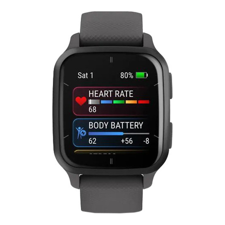 Garmin Venu Sq 2 Slate Aluminum Bezel with Shadow Gray Case and Silicone Band (010-02701-00/10)