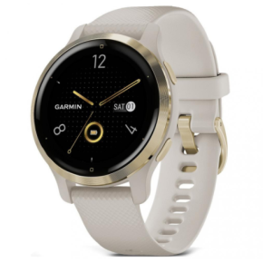 Garmin Venu 2S Light Gold Stainless Steel Bezel with Light Sand Case and Silicone Band (010-02429-01/11)