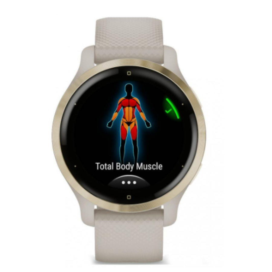 Garmin Venu 2S Light Gold Stainless Steel Bezel with Light Sand Case and Silicone Band (010-02429-01/11)