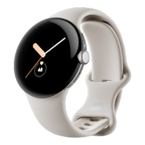 Google Pixel Watch LTE Polished Silver Case/Chalk Active Band