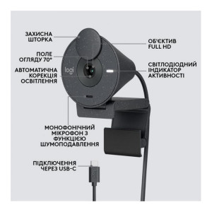 Logitech Brio 300 FHD Graphite (960-001436, 960-001437)